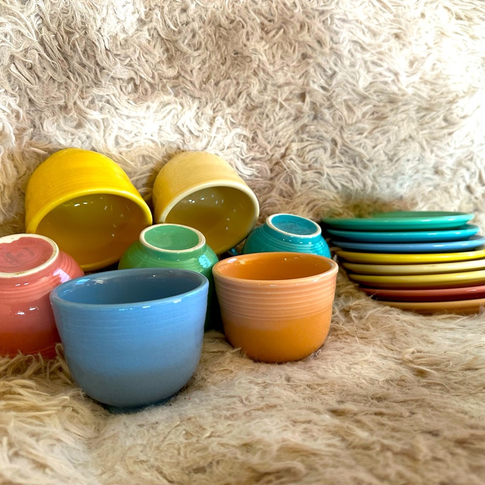 Fiestaware 7 Teacups & 8 Saucers
